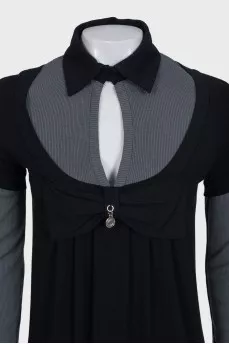 Black dress with ribbed sleeves