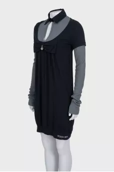 Black dress with ribbed sleeves