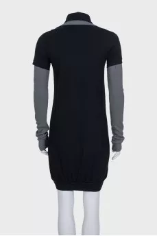 Black dress with ribbed sleeves