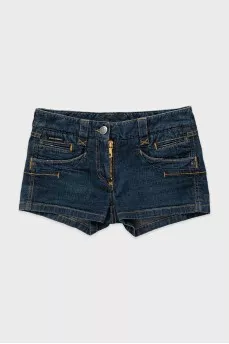 Denim shorts with brand logo