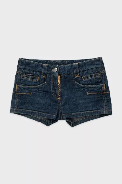 Denim shorts with brand logo