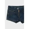 Denim shorts with brand logo