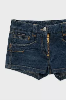 Denim shorts with brand logo