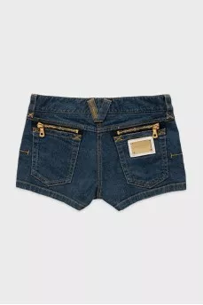 Denim shorts with brand logo