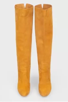 Beige high boots