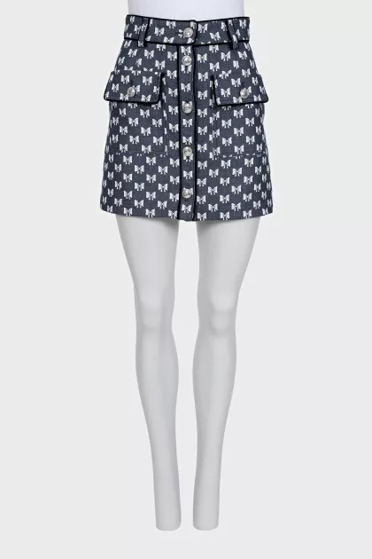 Blue skirt with bow print