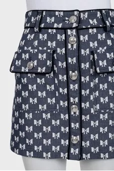 Blue skirt with bow print