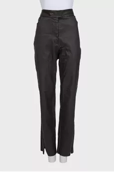 Brown leather pants