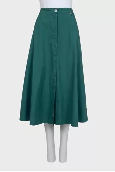 Green straight-cut skirt