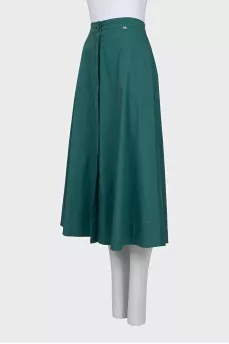 Green straight-cut skirt