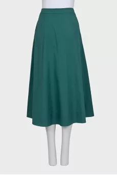 Green straight-cut skirt