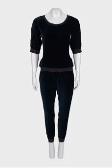 Velvet blue suit with trousers