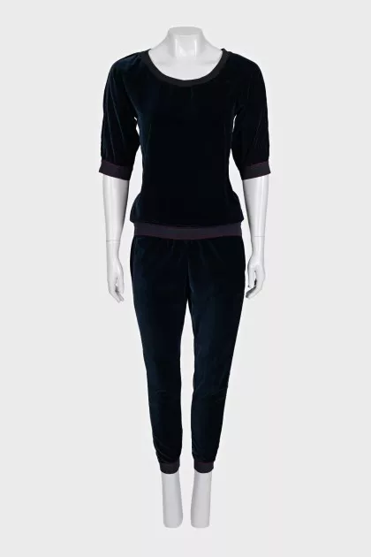 Velvet blue suit with trousers
