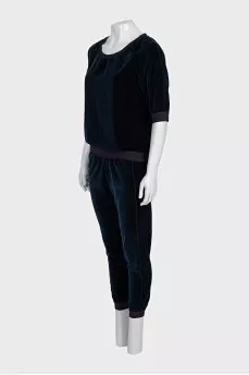 Velvet blue suit with trousers