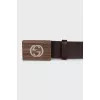 Men's leather belt with logo buckle