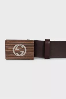 Чоловічий шкіряний ремінь із пряжкою з лого