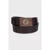 Men's leather belt with logo buckle