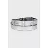 Silver-colored leather belt