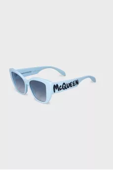 Blue sunglasses with signature print