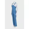 Denim overalls with patch pockets