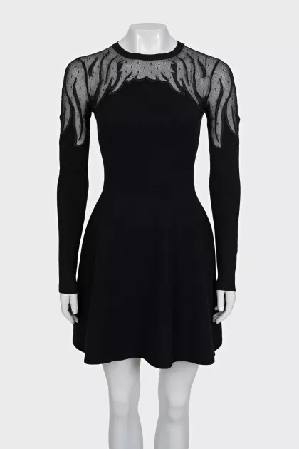 Black dress with lace inserts