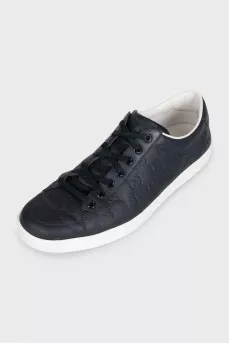 Men's black embossed sneakers