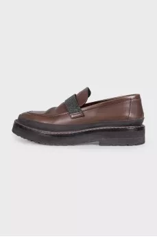 Brown loafers with leather decor