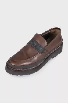 Brown loafers with leather decor