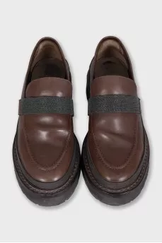 Brown loafers with leather decor