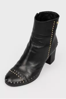 Black leather boots with metal studs