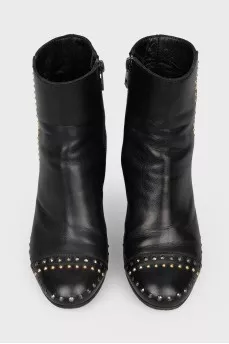 Black leather boots with metal studs