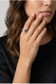 Silver ring with embossing