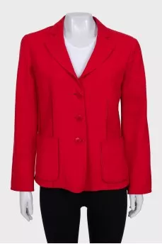Fitted red jacket with patch pockets