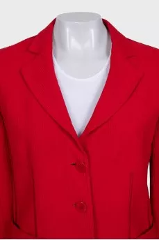Fitted red jacket with patch pockets
