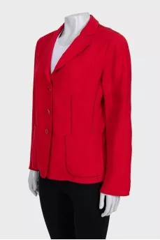 Fitted red jacket with patch pockets