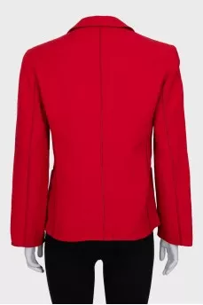 Fitted red jacket with patch pockets