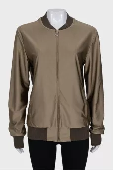 Bomber jacket with a zipper and elastic band