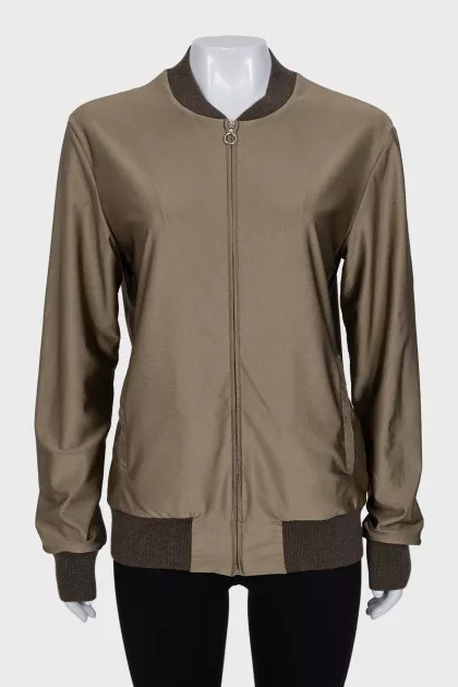 Bomber jacket with a zipper and elastic band