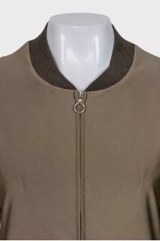 Bomber jacket with a zipper and elastic band