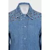 Denim shirt decorated with crystals