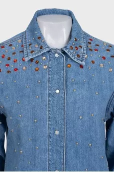 Denim shirt decorated with crystals