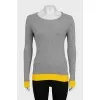Drawstring jumper with contrast trim