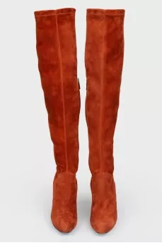 High Brown suede boots