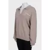 Brown cashmere pullover with embroidered logo