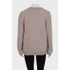 Brown cashmere pullover with embroidered logo