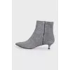 Silver pointed toe ankle boots