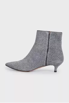 Silver pointed toe ankle boots