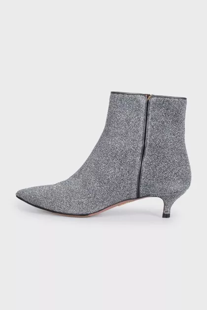 Silver pointed toe ankle boots