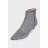 Silver pointed toe ankle boots