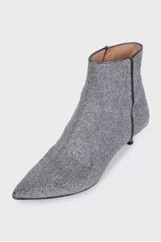 Silver pointed toe ankle boots